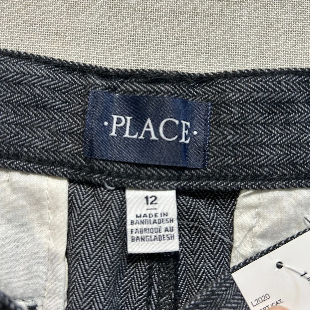 The Children's Place Herringbone Dress Pants Boys 12 Charcoal Grey